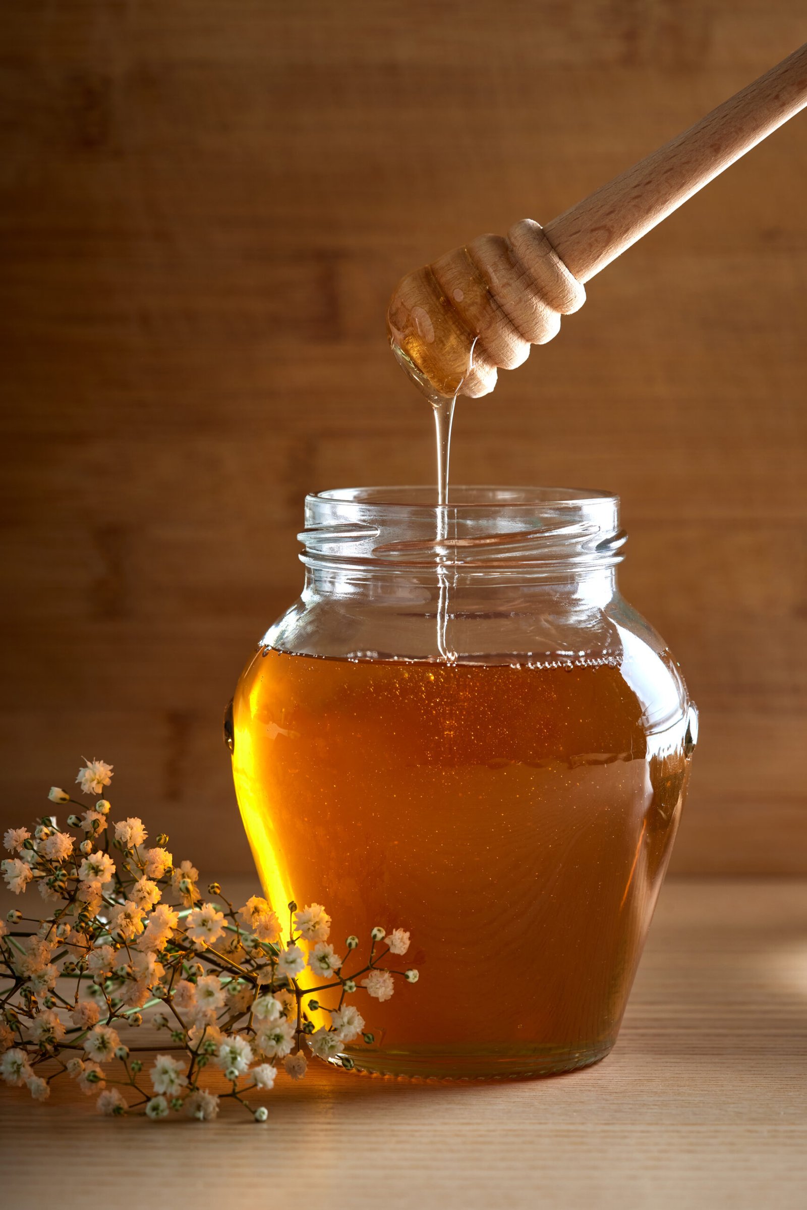 Fresh Honey in Glass Jar